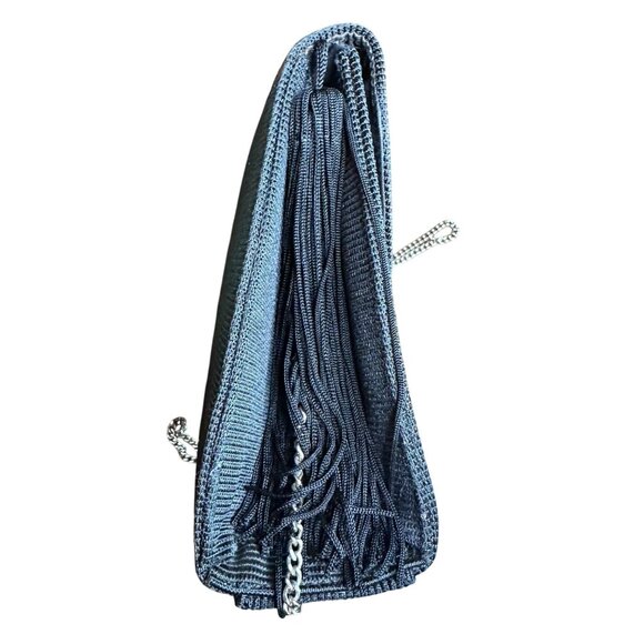 Vintage-Inspired Black Ribbed Purse With Top Handle & Detachable Chain Strap - Picture 7 of 9